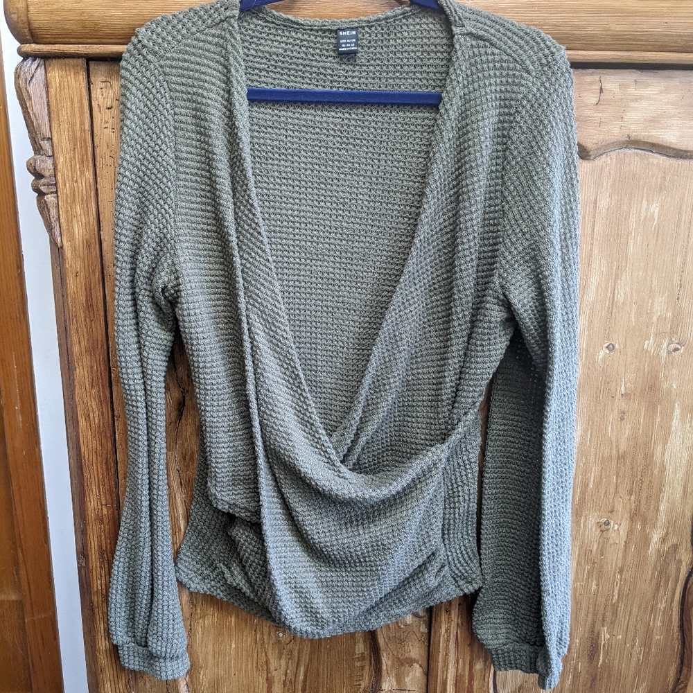 Waffle Knit Green Sweater